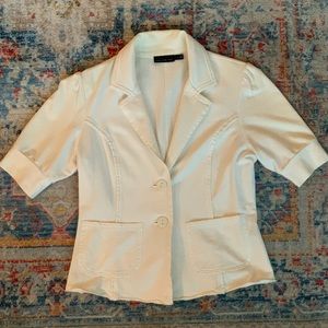 Short-sleeved White Cotton Blazer